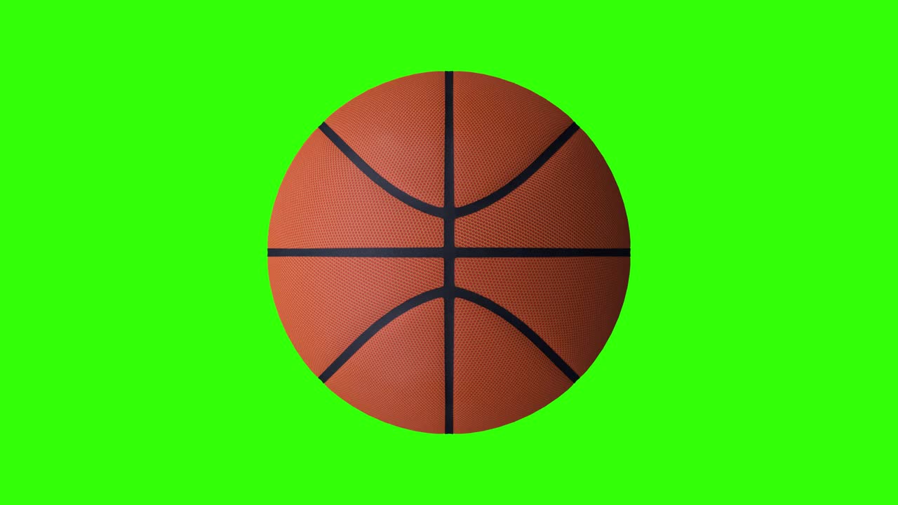 篮球在绿色屏幕上旋转-彩色背景，循环视频素材