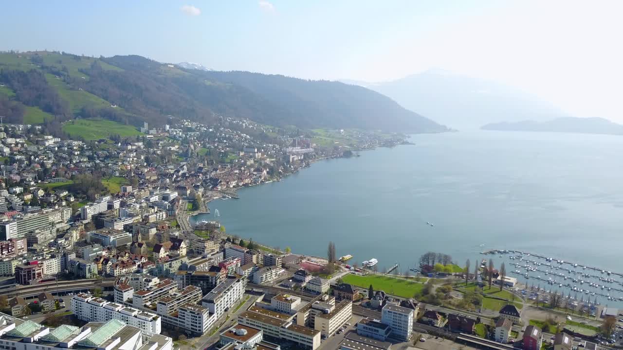 美丽的瑞士湖畔城市视频下载
