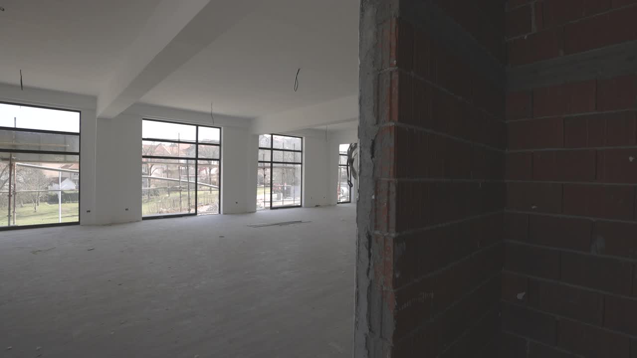 建筑室内及建筑现场墙面装饰视频素材
