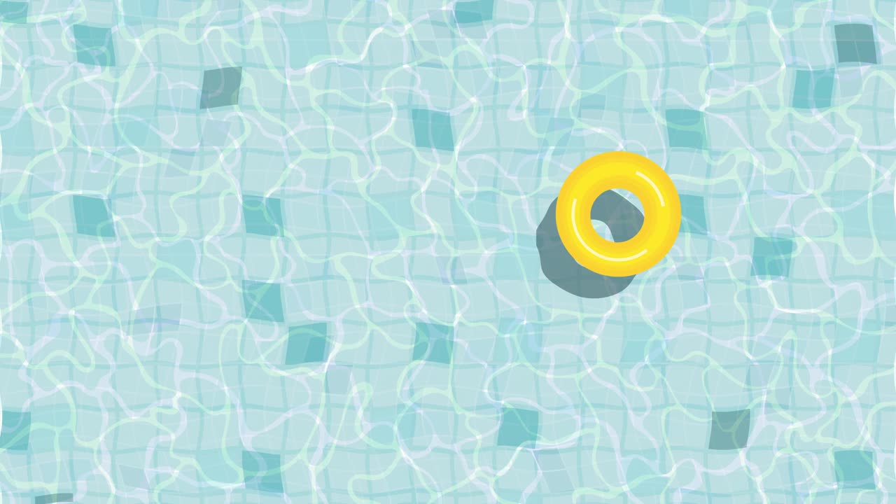 可循环的夏季游泳池动画与充气环视频下载
