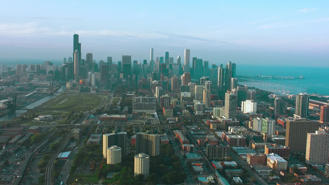 芝加哥鸟瞰图-威利斯大厦-汉考克大厦视频下载