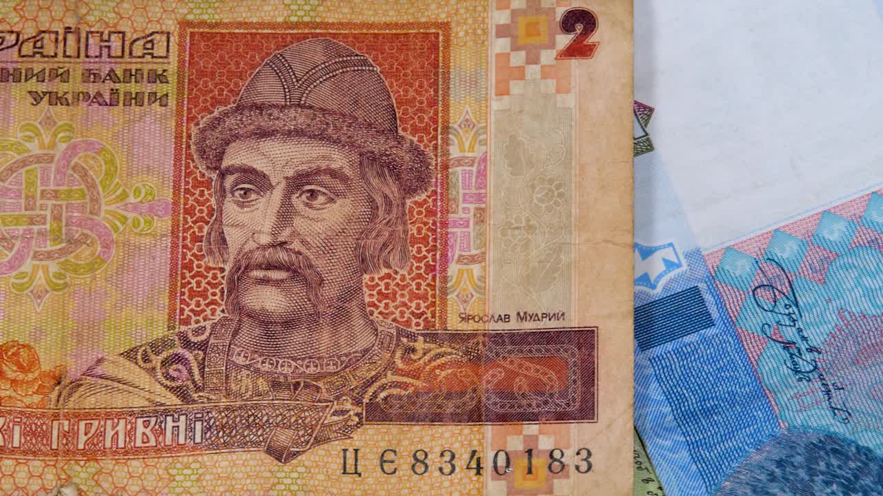 基辅大王子罗斯雅罗斯拉夫智者在两先令钞票上视频素材