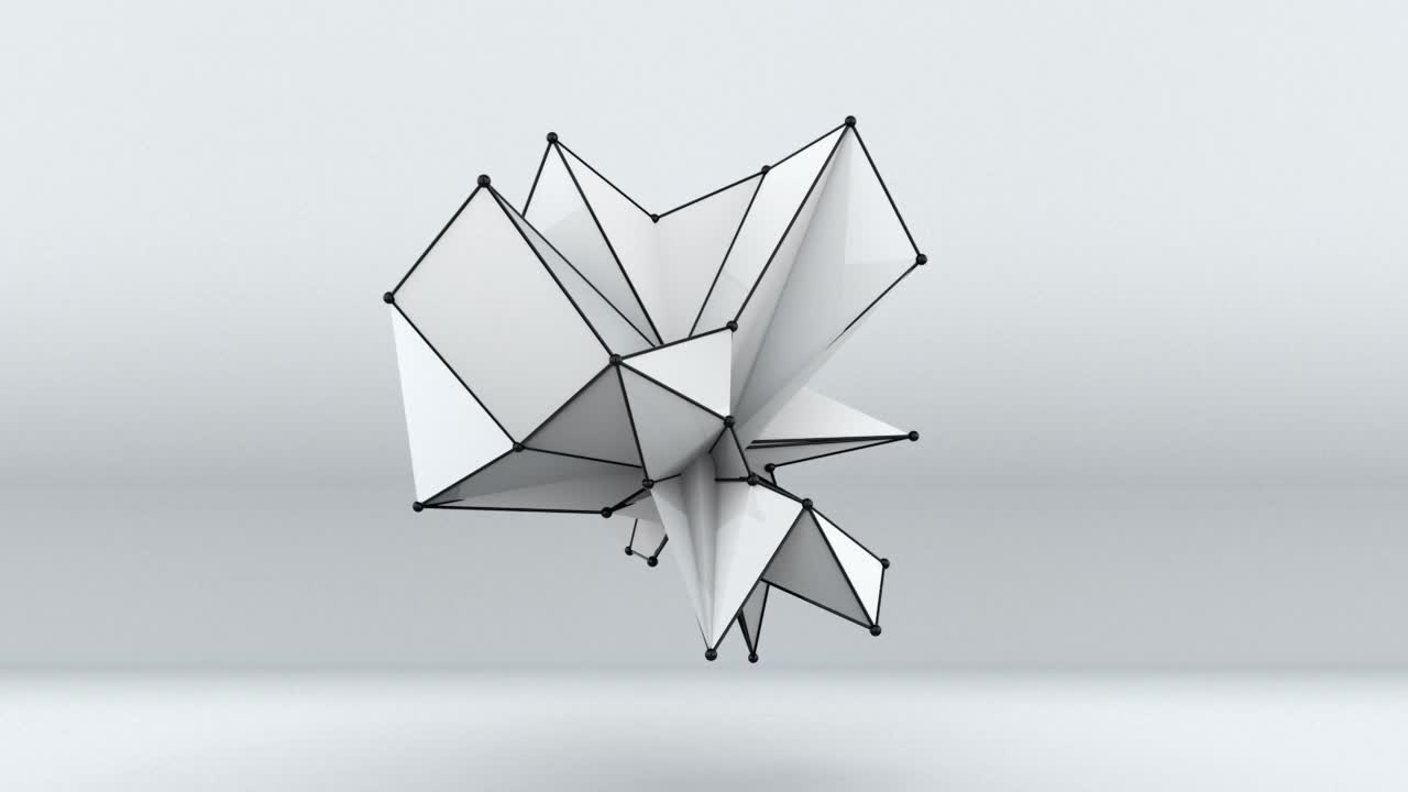 三维渲染分形形状的白色，计算机生成抽象的不对称背景视频下载