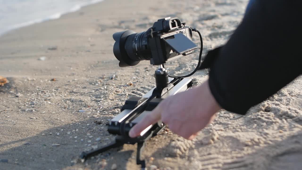 摄像师拍摄与相机拍摄滑块视频素材