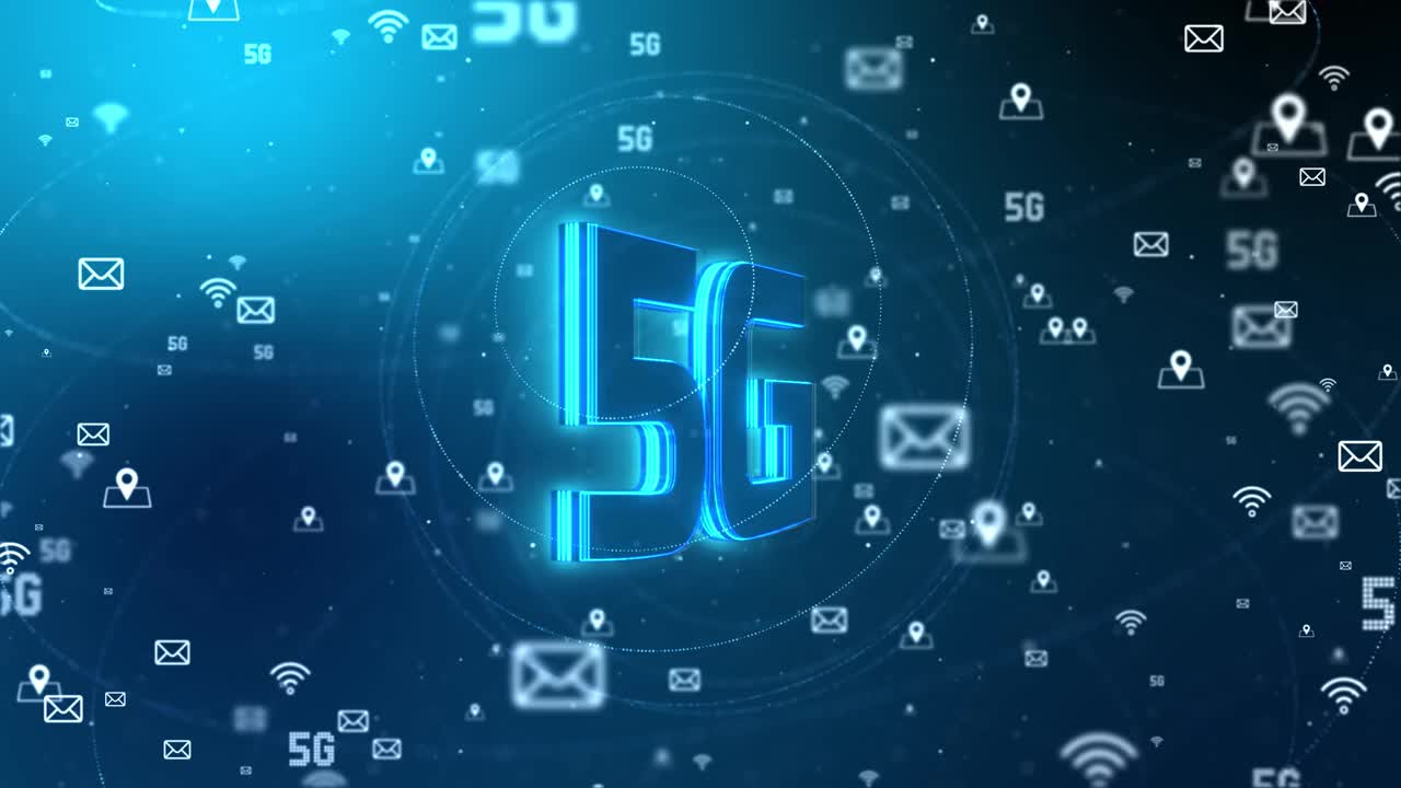 4K 5G移动通信、物联网、数据传输和数字无线网络网络。视频下载