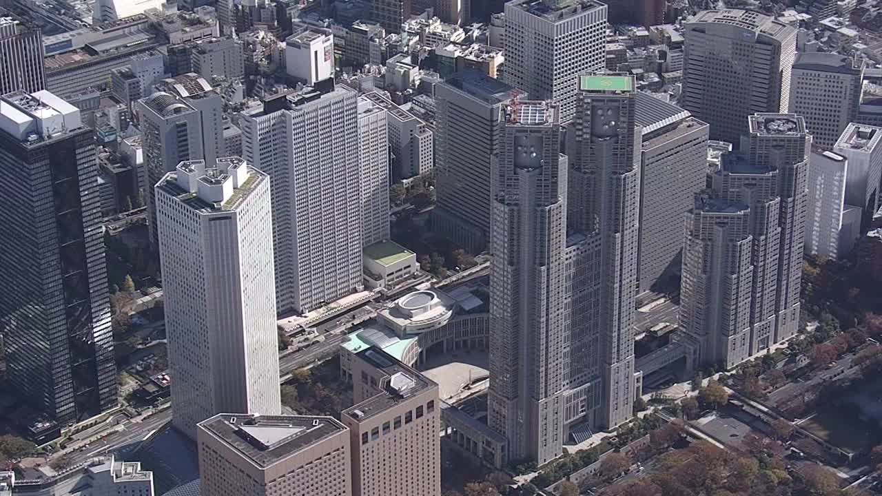 日本东京大都会政府大厦，AERIAL视频素材