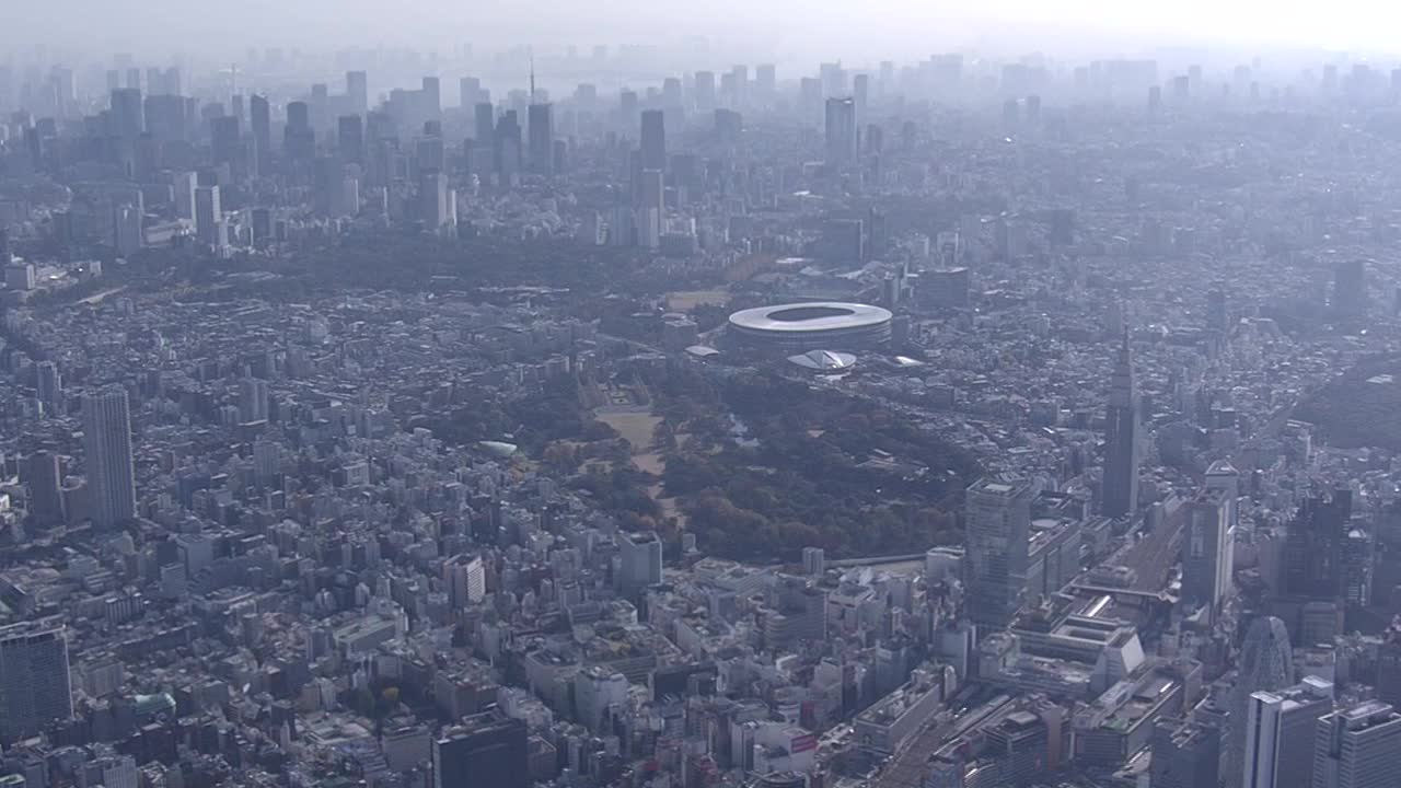空中，东京市区从新宿到四谷，日本视频下载