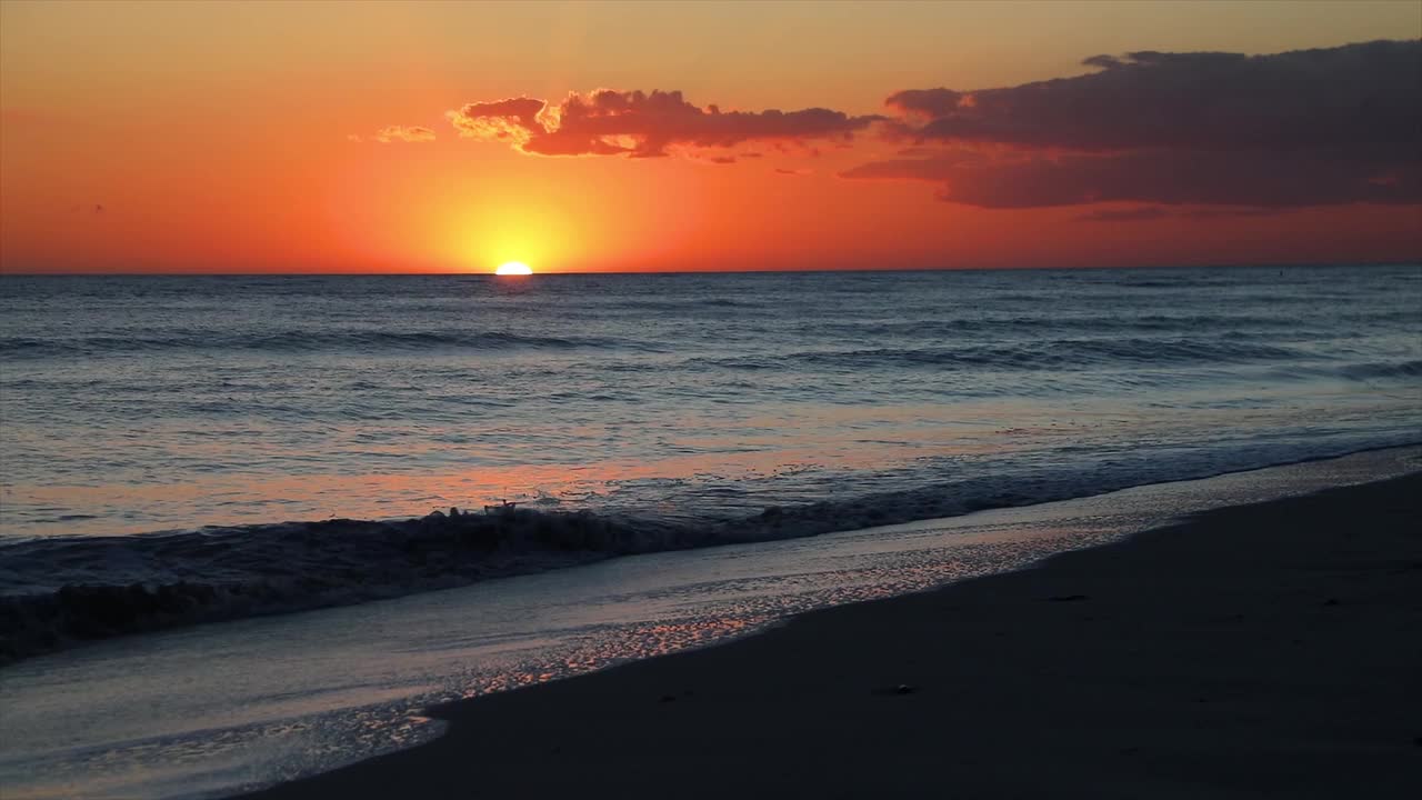 日落在佛罗里达海湾海岸海滩视频素材