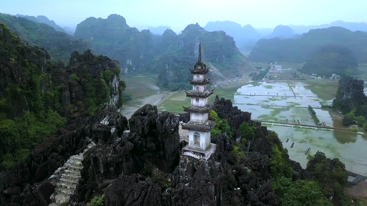 龙山无人机拍摄的寺庙视频下载