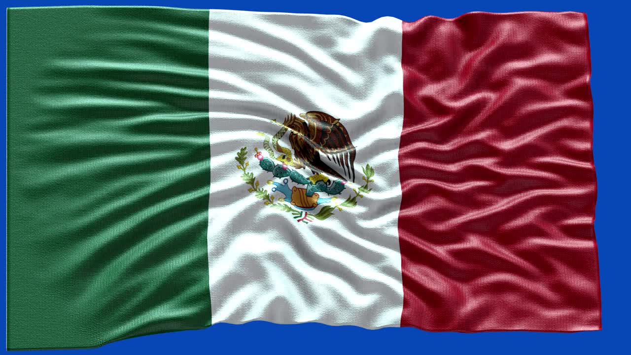 4k高度详细的墨西哥国旗-墨西哥国旗高细节-国旗墨西哥波模式可循环元素视频下载