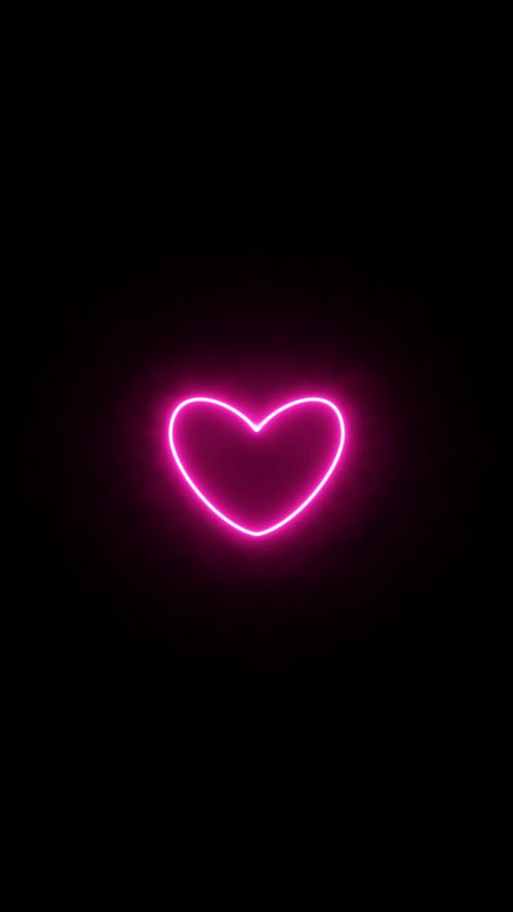 粉色爱霓虹与蒸汽标志。跳动的心脏。动画视频。循环现实的动画。垂直视频视频素材