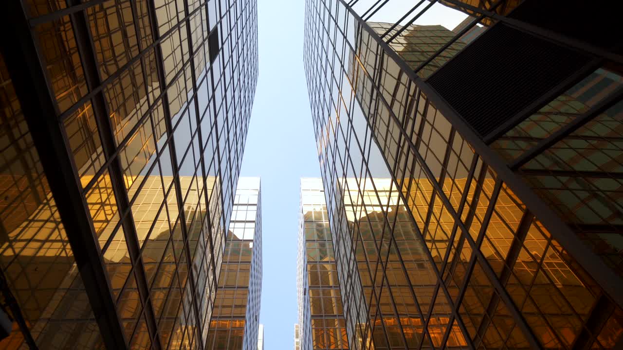 办公楼窗户的摩天大楼与许多公司办公室的成功公司。视频素材