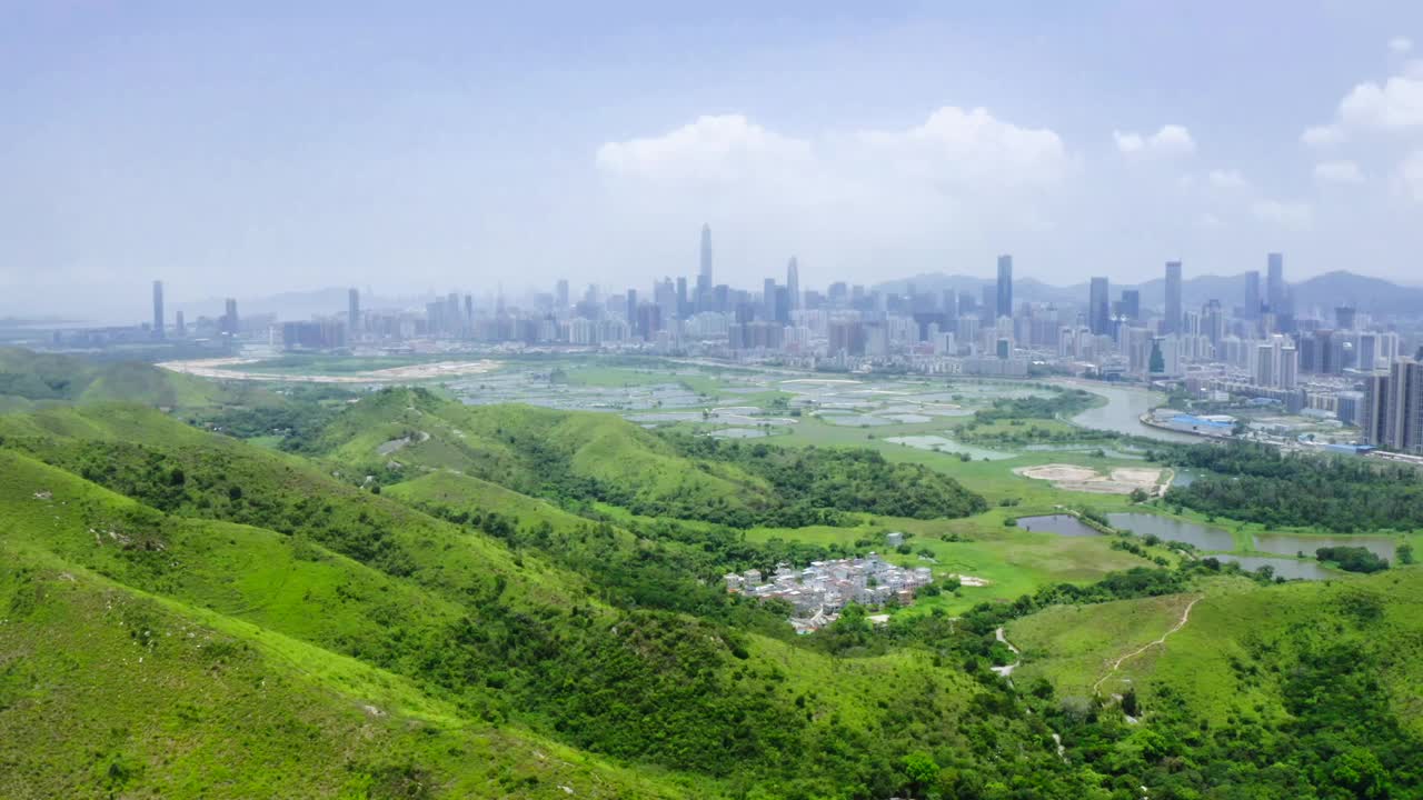 元朗香港鱼塘的鸟瞰图视频下载