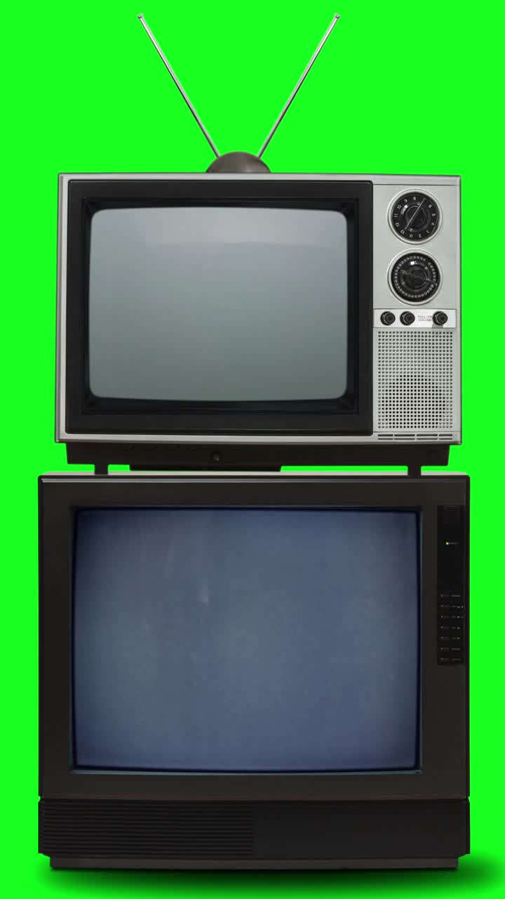 复古电视堆叠彩色键屏幕与复制空间MOD视频下载