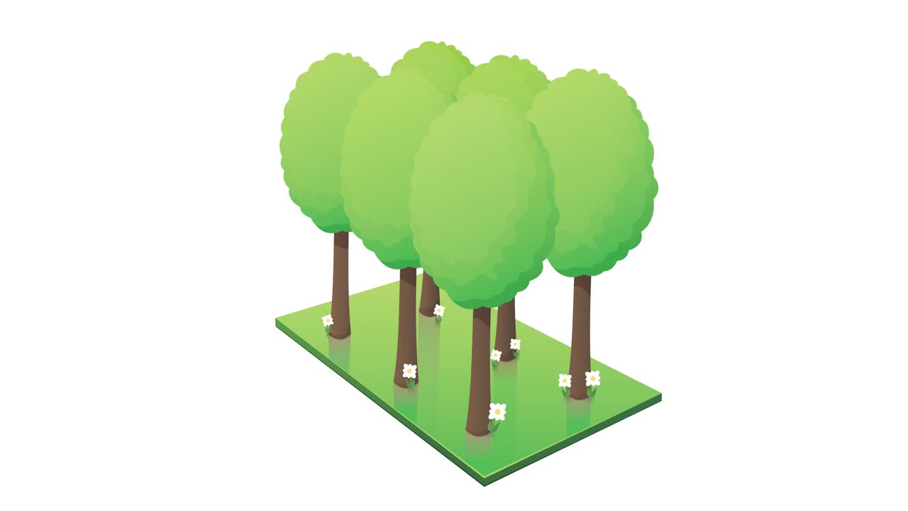 白色背景上的森林捕获二氧化碳的动画循环视频下载