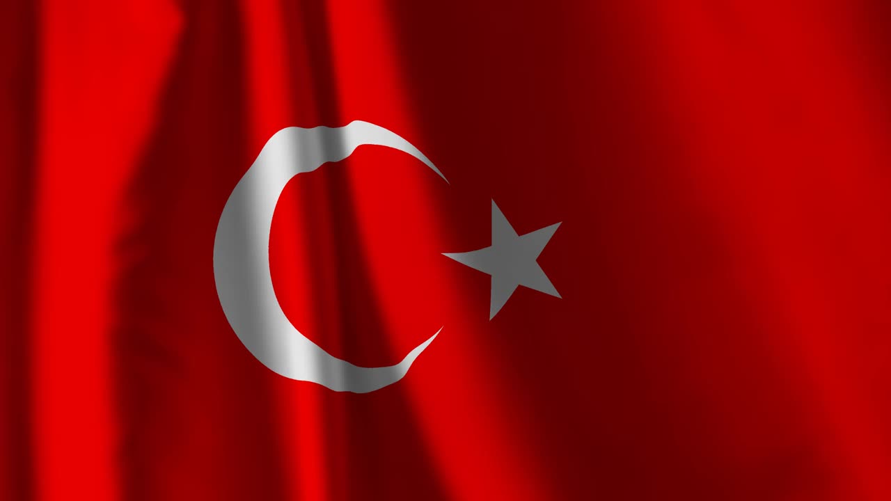 土耳其国旗迎风飘扬。视频素材