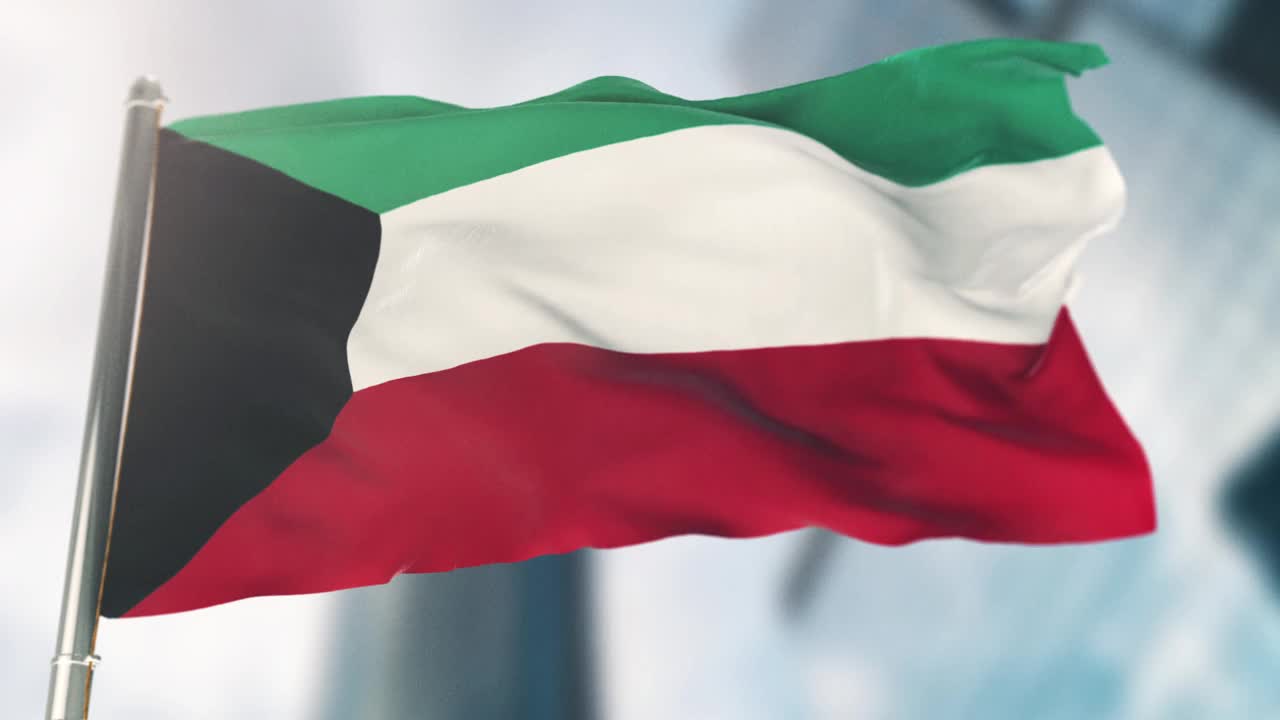 科威特国旗。慢动作视频素材