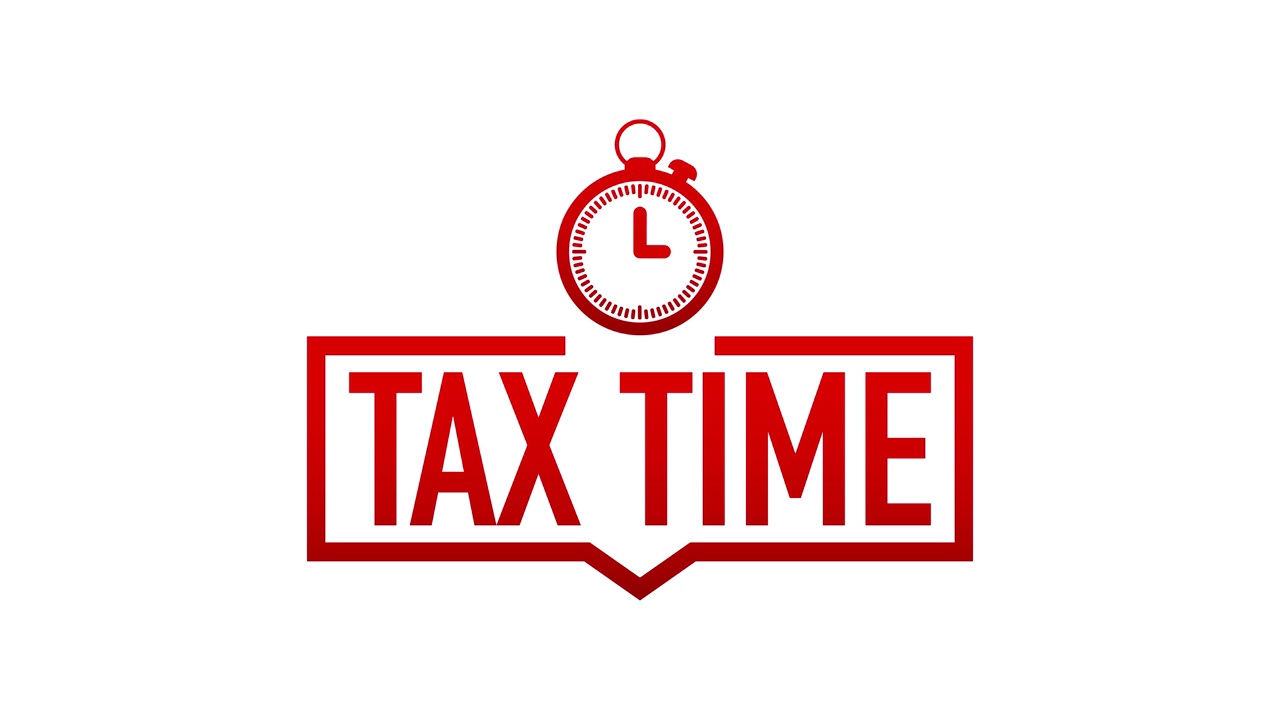 税务时间标签上的白色背景。运动图形。视频下载