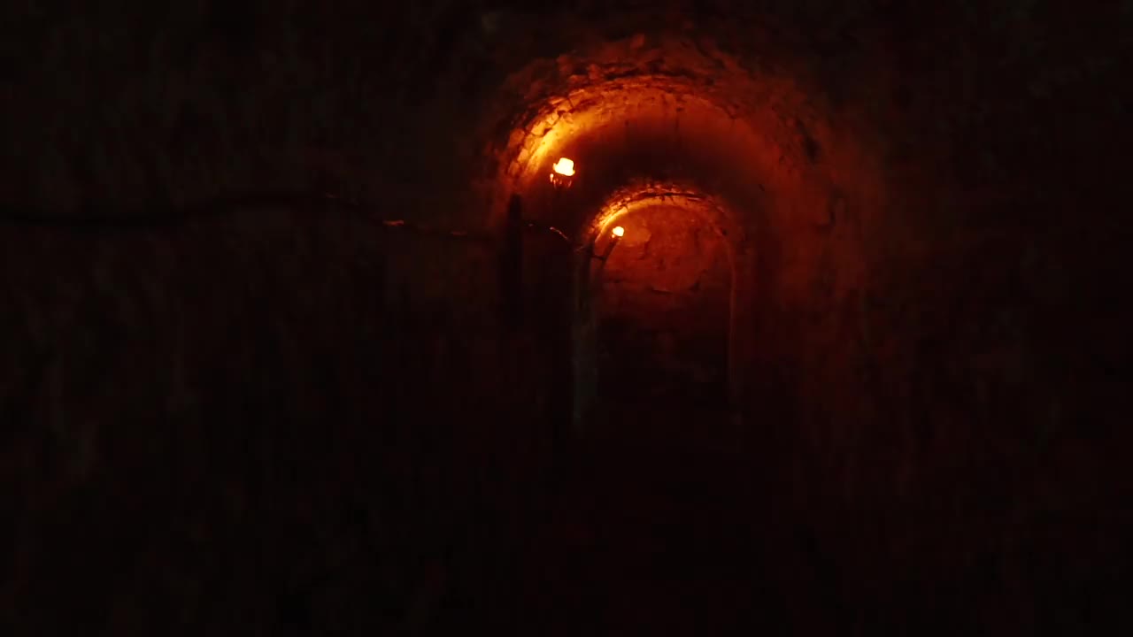 黑暗的走廊。漆黑的走廊。视频素材