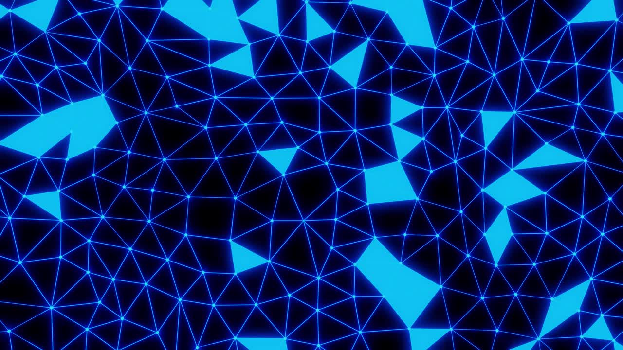 抽象蓝丛线与点几何连接数字通信技术三维绘制视频素材