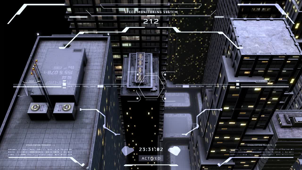 HUD未来的数字GUI面板敌人跟踪模拟。视频素材
