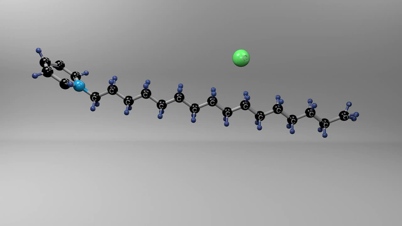 氯化十六烷吡啶分子。视频素材