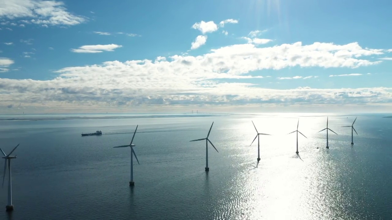 海洋中的风力涡轮机视频购买