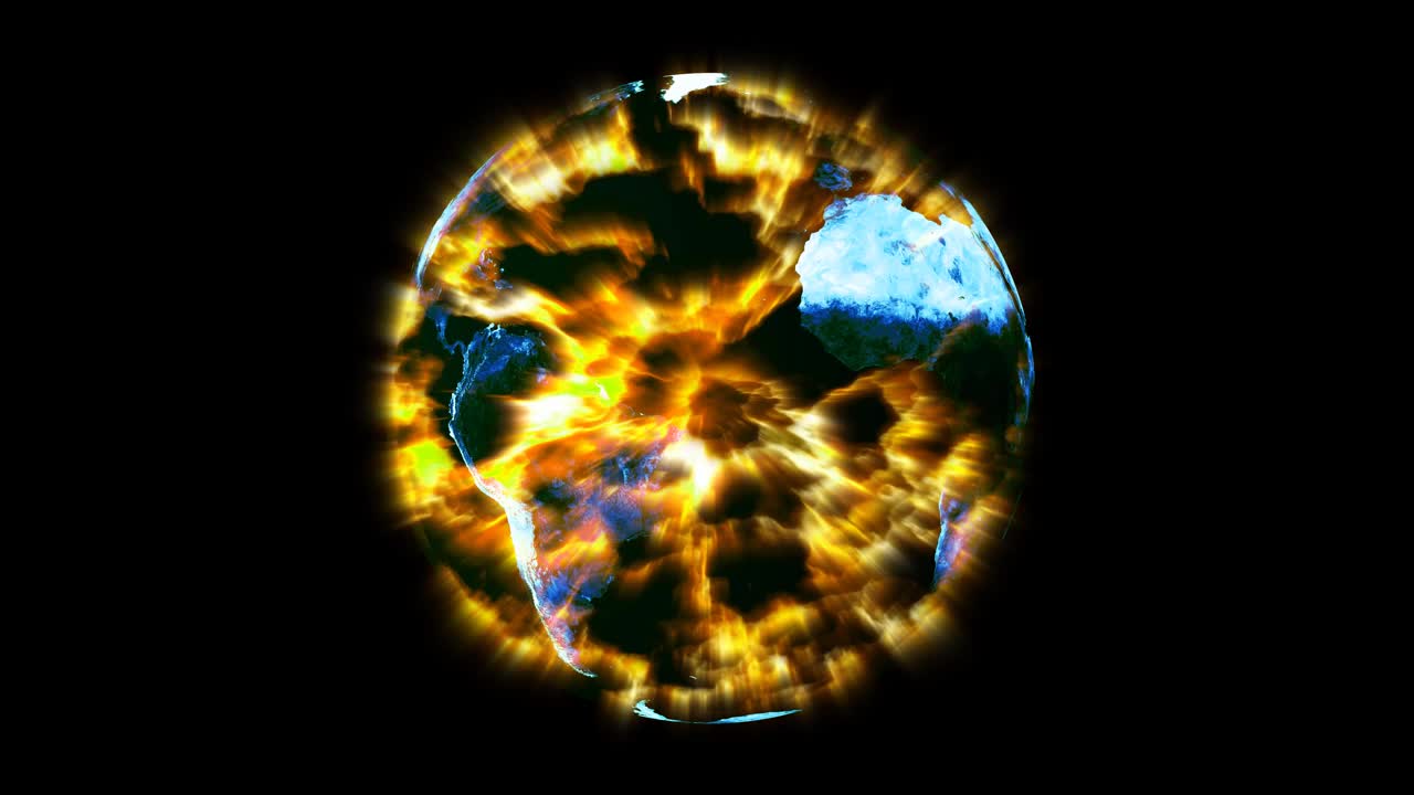 地球地图上的金色射线和熔岩裂缝遍布世界各地，减少全球变暖的概念，气候变化，在一切都太晚之前视频下载