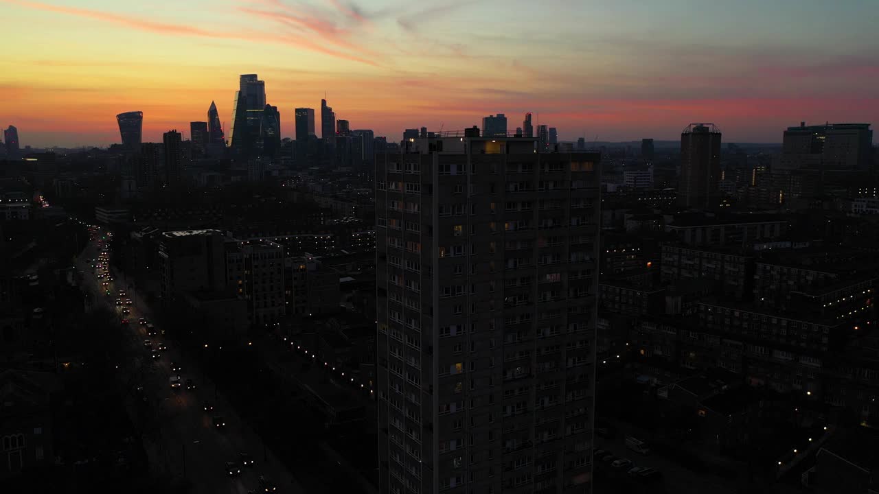 夕阳西下时伦敦城市的稳定角度视频素材