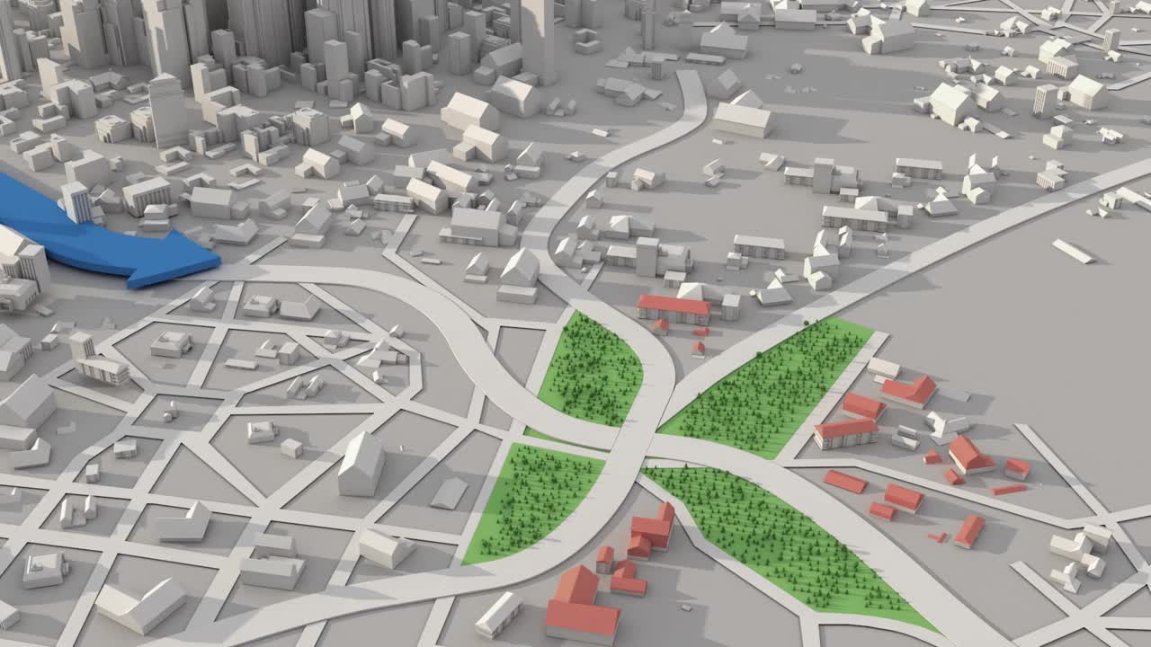 3D导航城市地图GPS导航，路线导航视频素材