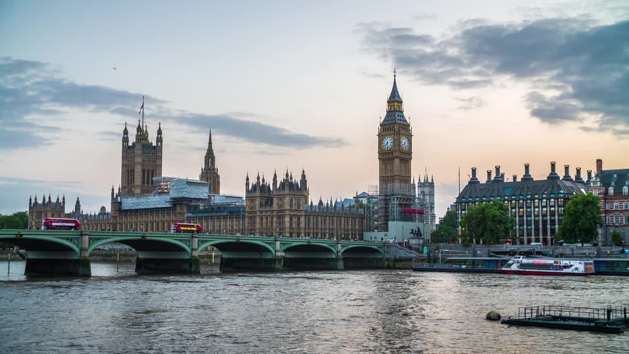 英国伦敦的大本钟和国会大厦视频下载