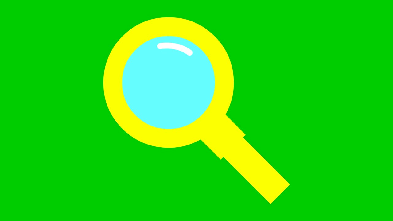 动画的黄色图标的放大器。放大镜标志。搜索、发现、发现的概念。毛圈的视频。矢量插图孤立在绿色背景上。视频下载