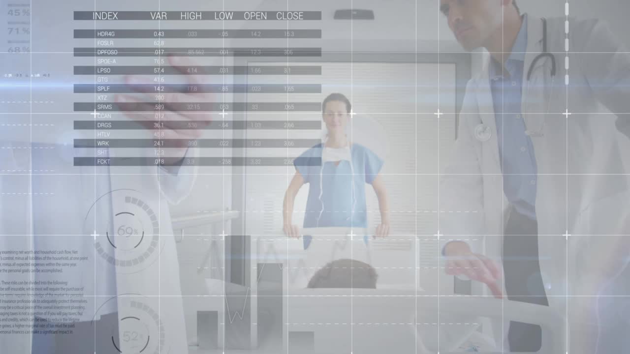 男女医生在医院讨论的统计数据处理视频下载