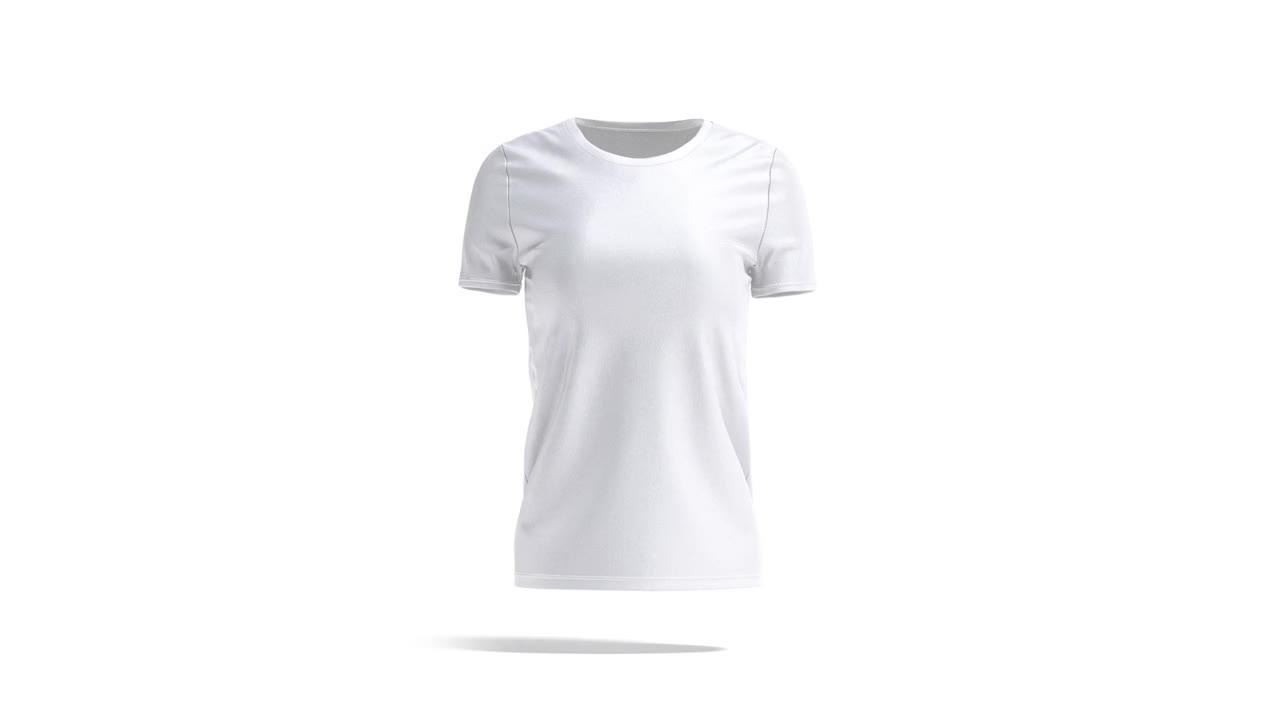 空白白人女性t恤样板，循环旋转视频下载