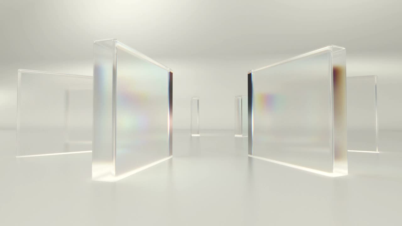 旋转环抽象玻璃形状与反射背景视频素材