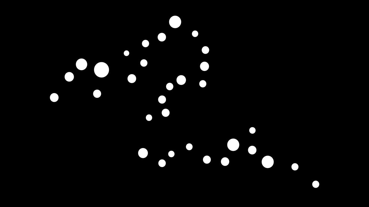 波江星座星座。夜空中的星星。星座在线条艺术风格的黑白。星团和星系。水平构图，4k视频质量视频素材