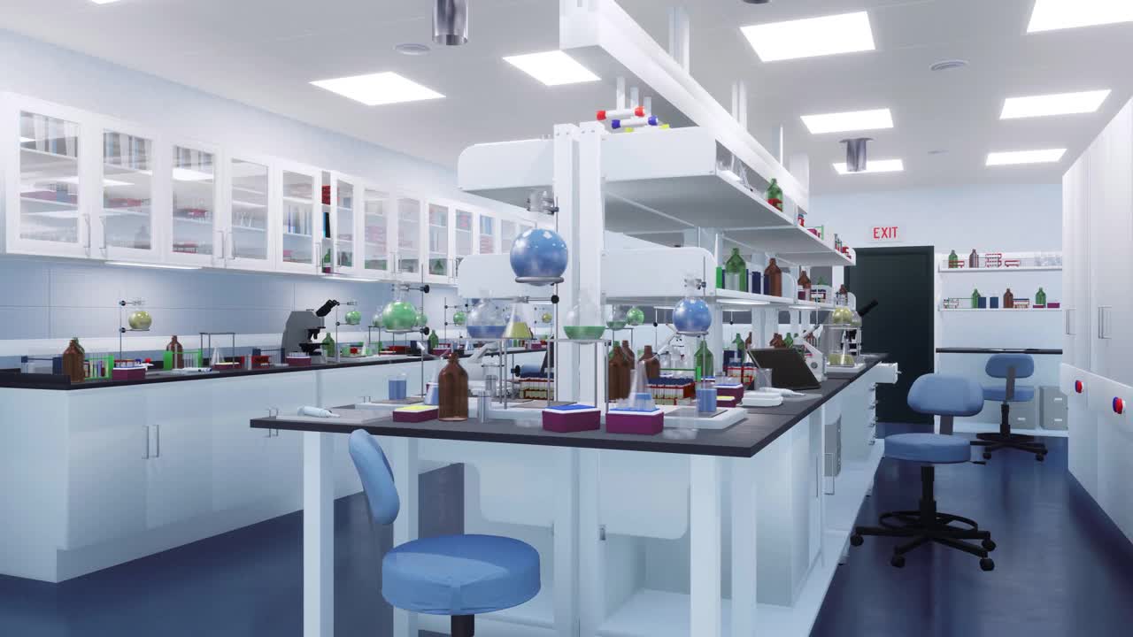 空科学医学实验室室内3D动画视频下载
