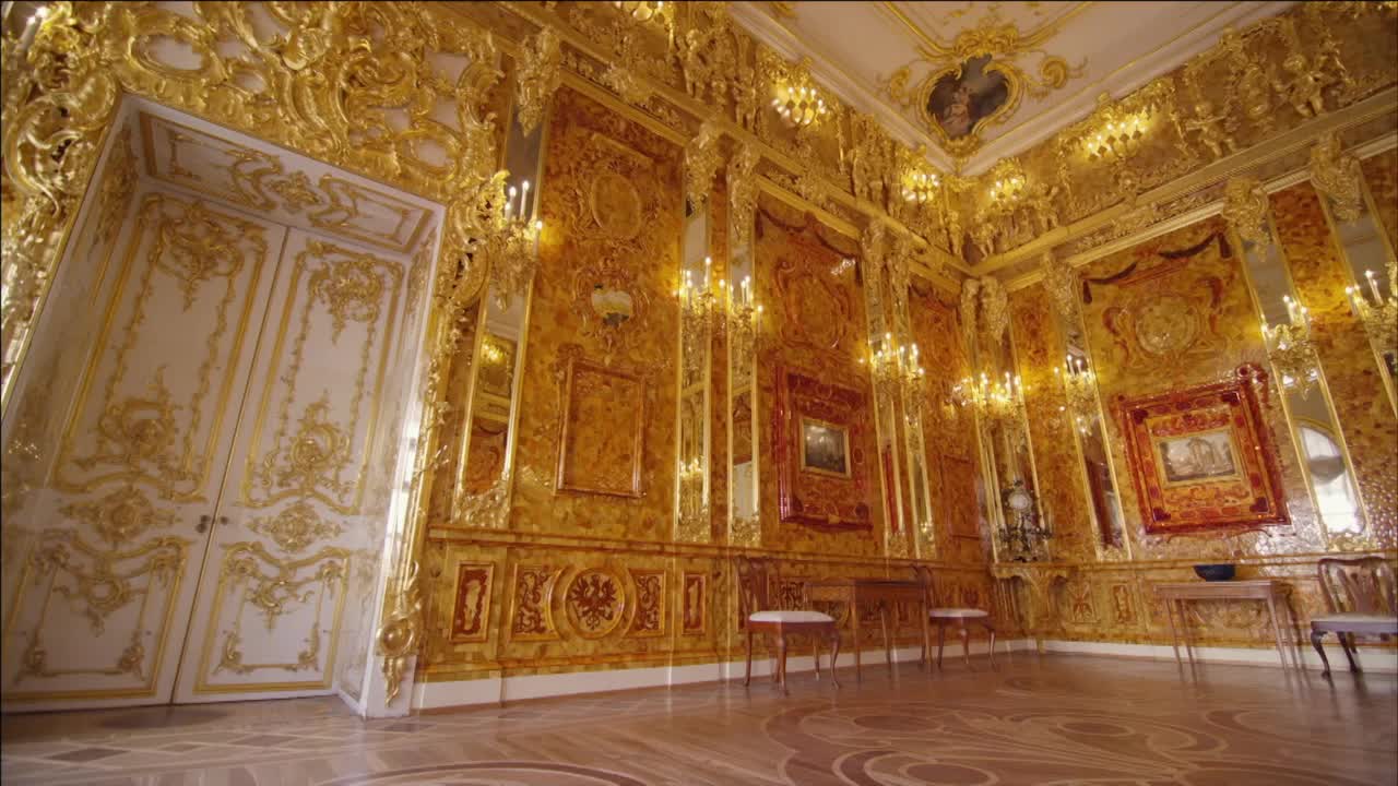 俄罗斯凯瑟琳宫的琥珀屋视频下载