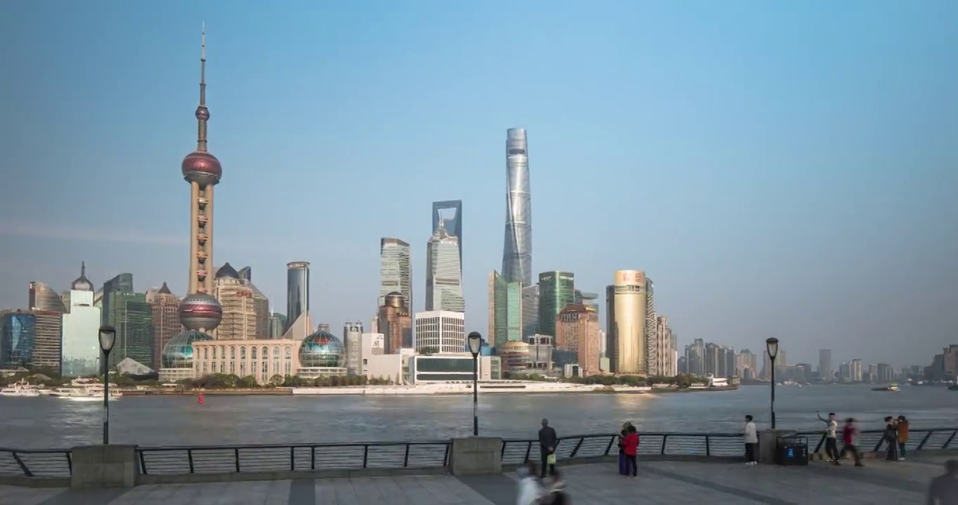 时光流逝，上海外滩日落。视频下载
