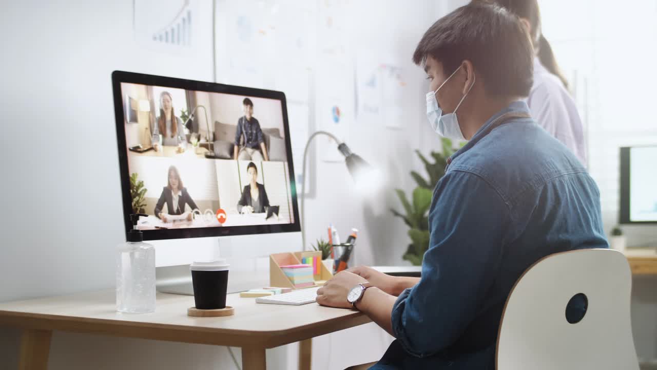 团队商务同事虚拟会面，与团队进行视频会议视频下载