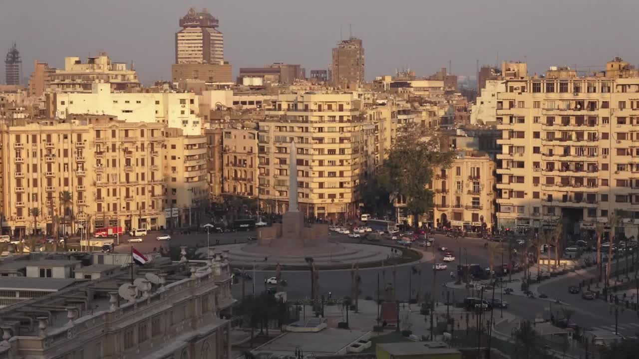 高角度，LS，解放广场，开罗，埃及视频素材
