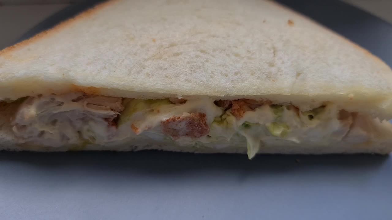 吃鸡肉沙拉三明治视频下载