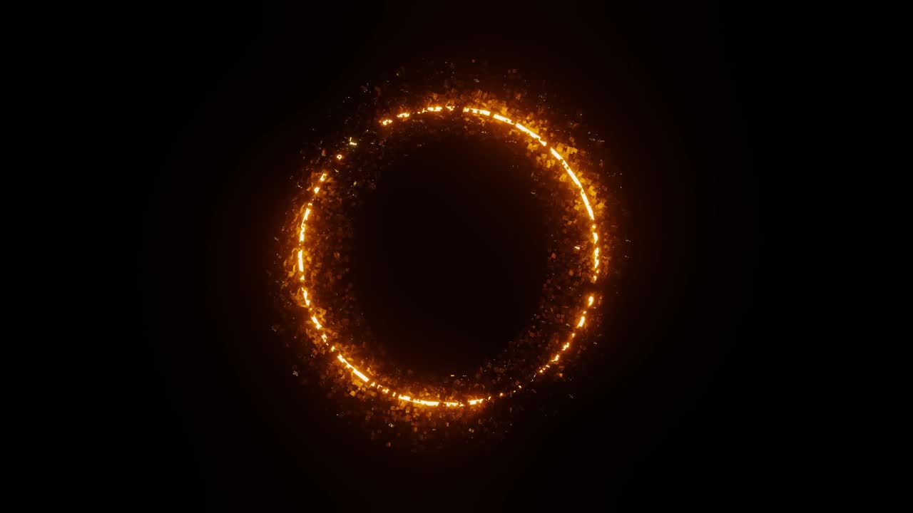 抽象黄金闪光粒子圆空间三维渲染视频下载