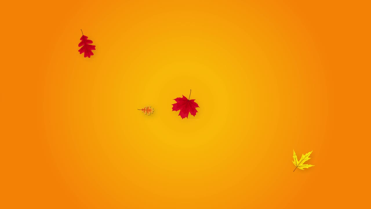 落下五颜六色的秋叶。橙色背景视频下载