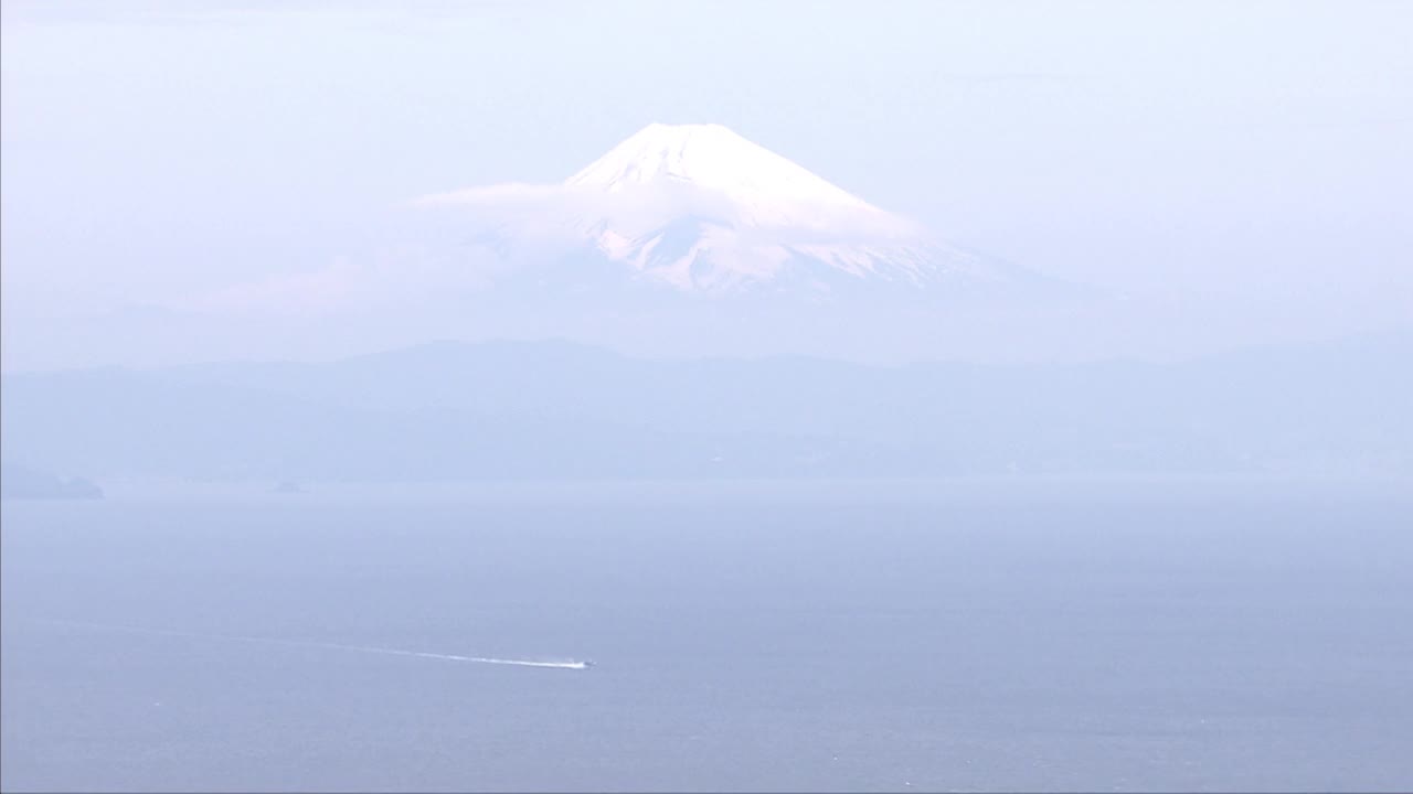 日本伊豆大岛的富士山和森林视频素材