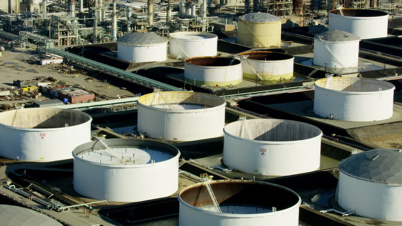 鸟瞰图圣佩德罗湾炼油厂洛杉矶视频素材