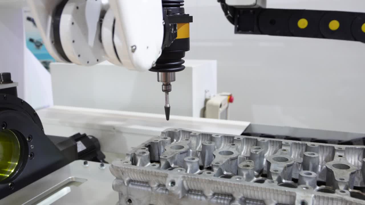 自动工业机器人机器人工作，工业4.0和技术概念视频下载