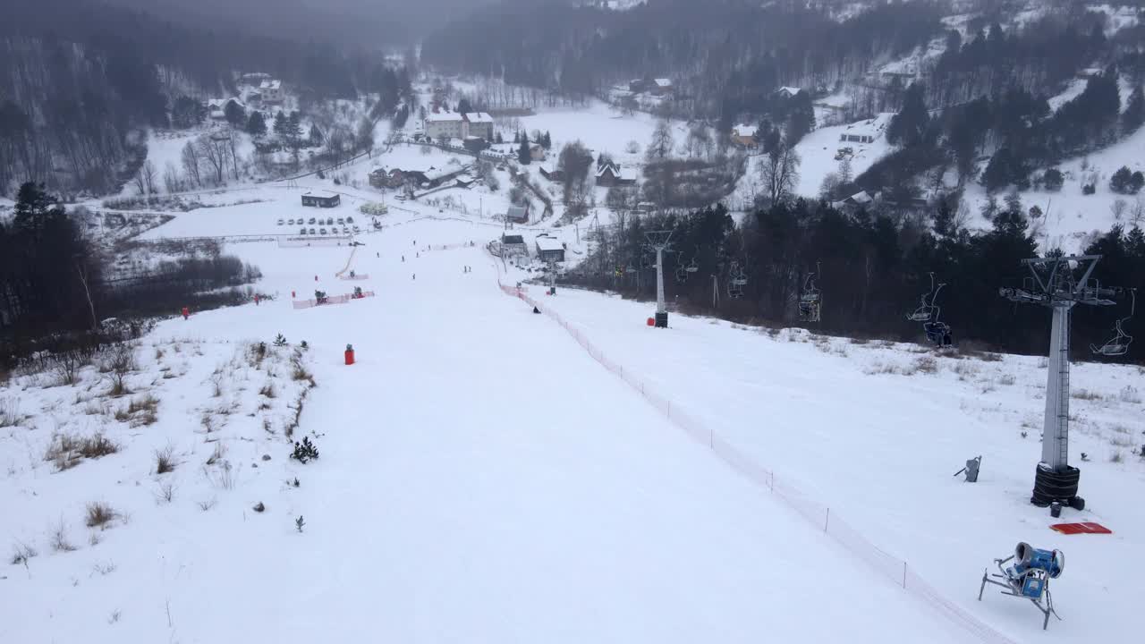 滑雪胜地鸟瞰图视频下载