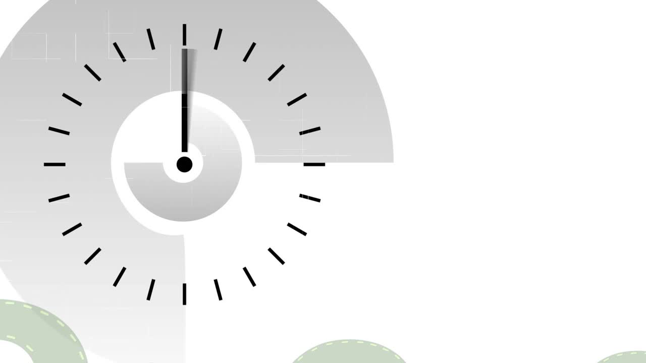 动画的绿色问号在时钟上快速移动在白色背景上视频下载