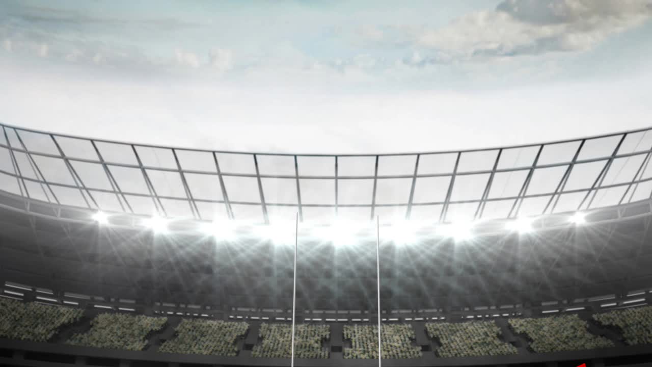 体育场内橄榄球场上裁判手持红牌的动画视频下载